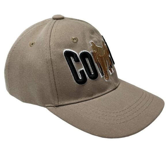 Cowboy Hat Cap Strap Back Beige Embroidered Saddle Western Rodeo Work Un… - Picture 1 of 8